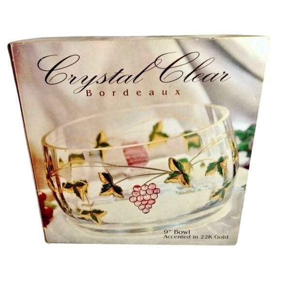 Crystal Clear Handcrafted Crystal Bowl Vintage Large 9 in - Picture 9 of 13